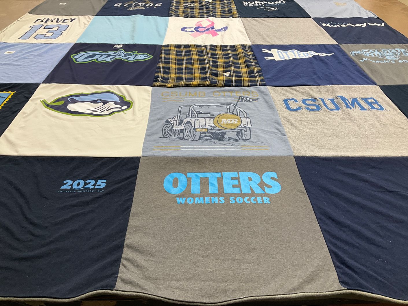 T-shirt quilt featuring california state university monterey bay otters by LINDSAY from CA