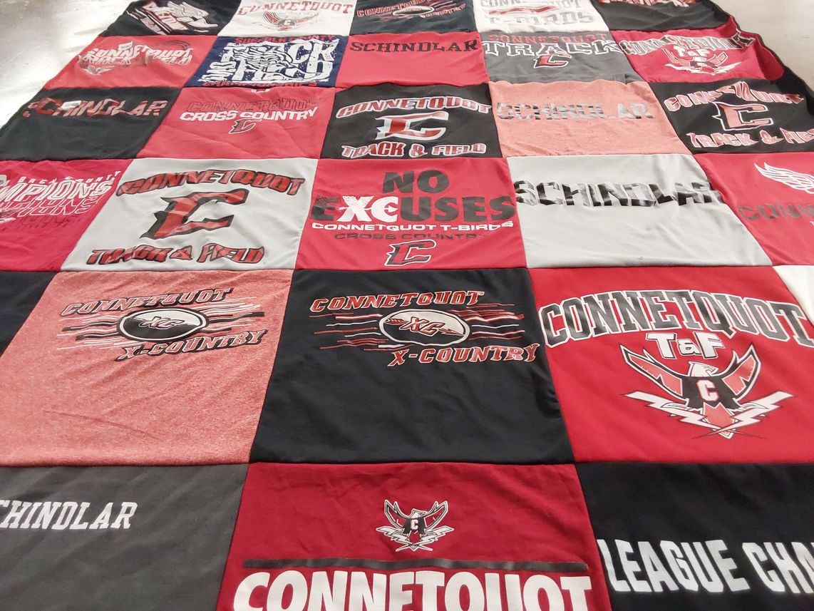 T-shirt quilt featuring connetquot high school cross country, connetquot high school track and field by Deborah from NY