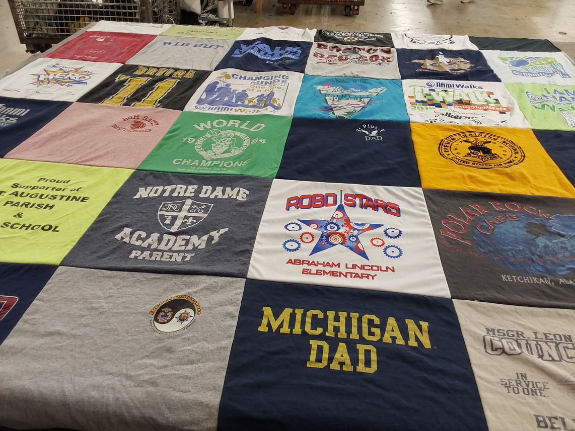 T-shirt quilt featuring michigan, bruin by Aimee from AE