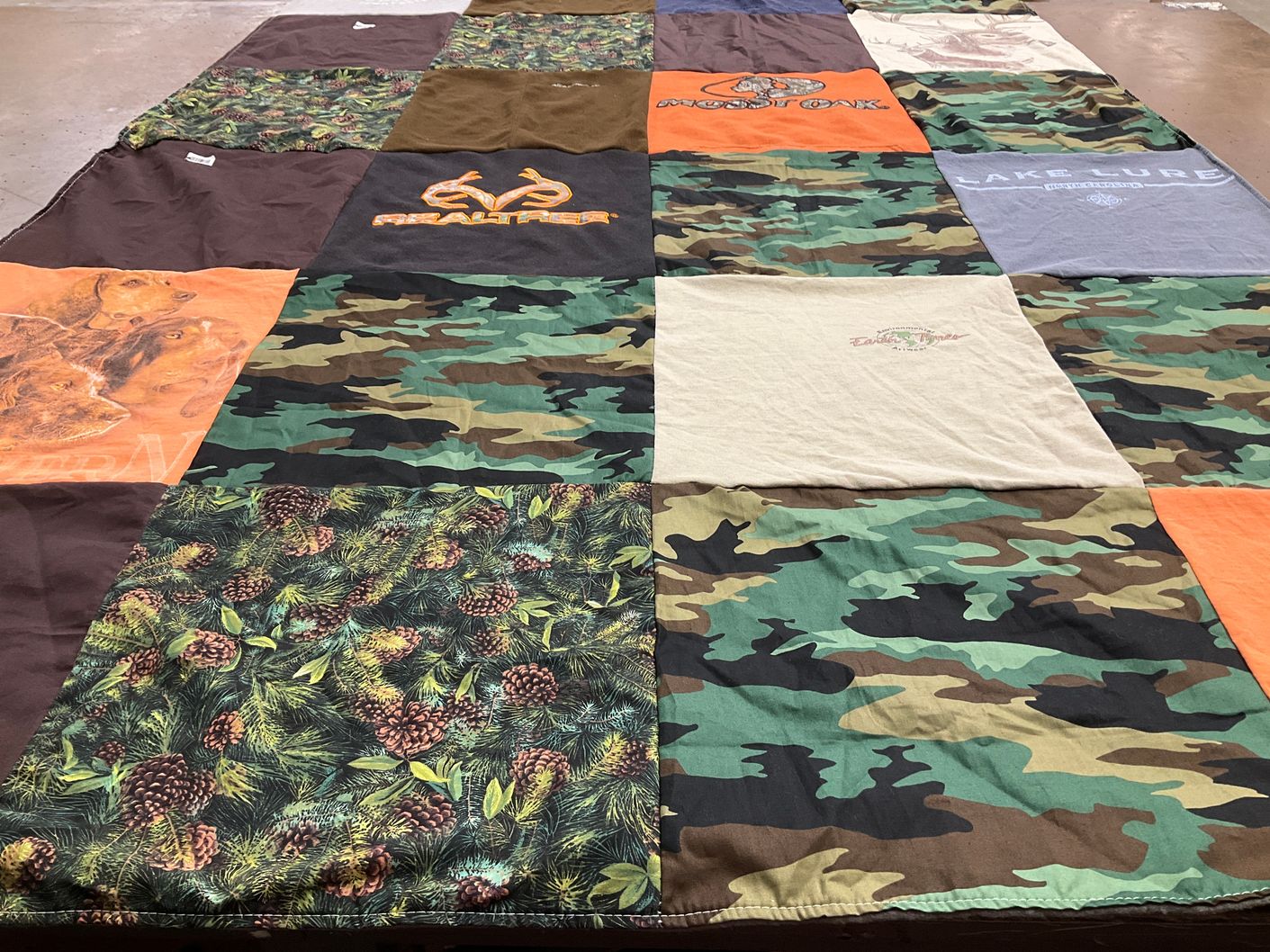 T-shirt quilt with hunting, outdoors themes by Sarah from SC