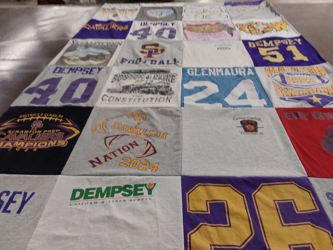 T-shirt quilt featuring scranton prep cavalier football team by Kristen from PA