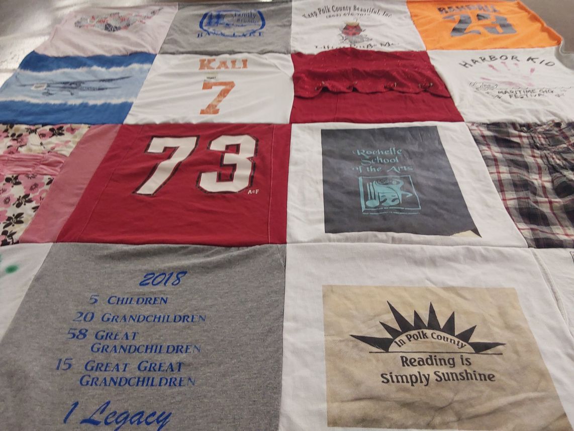 T-shirt quilt from rochelle school of the arts by Dana from CA