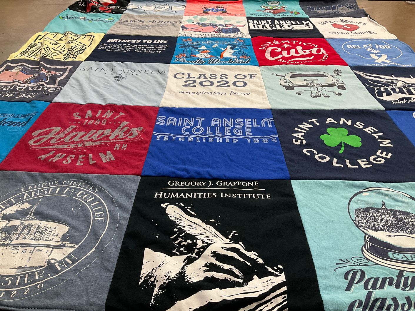 T-shirt quilt featuring hawks by Adelina from MA