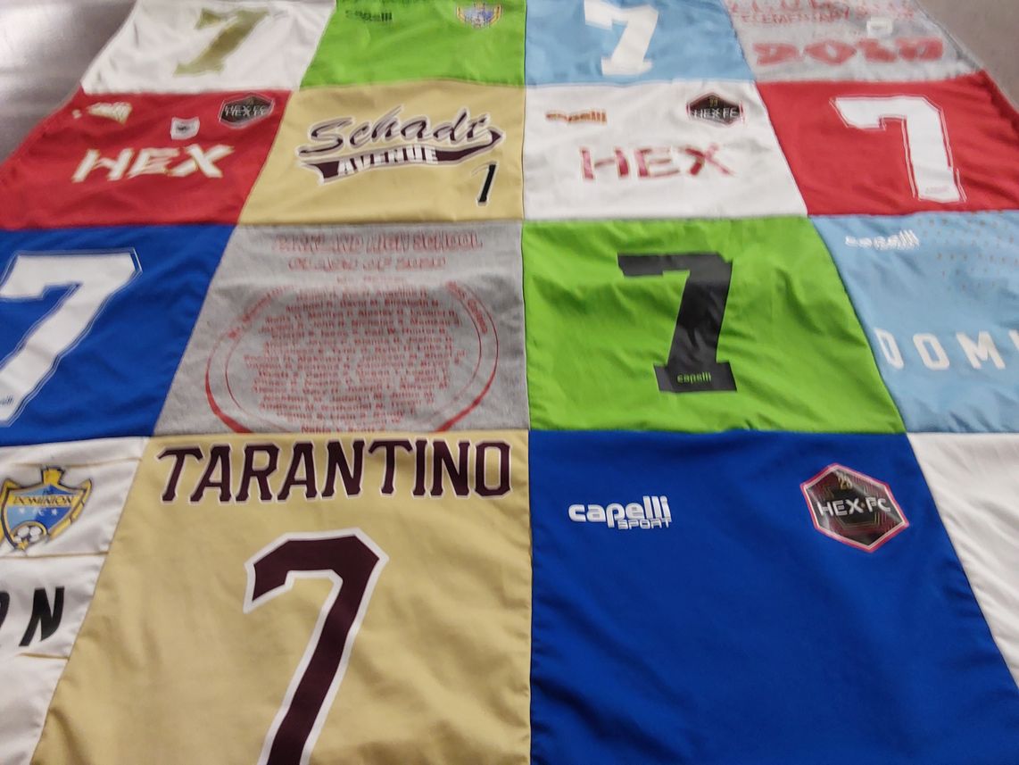 T-shirt quilt featuring hex-fc by Jennifer from PA