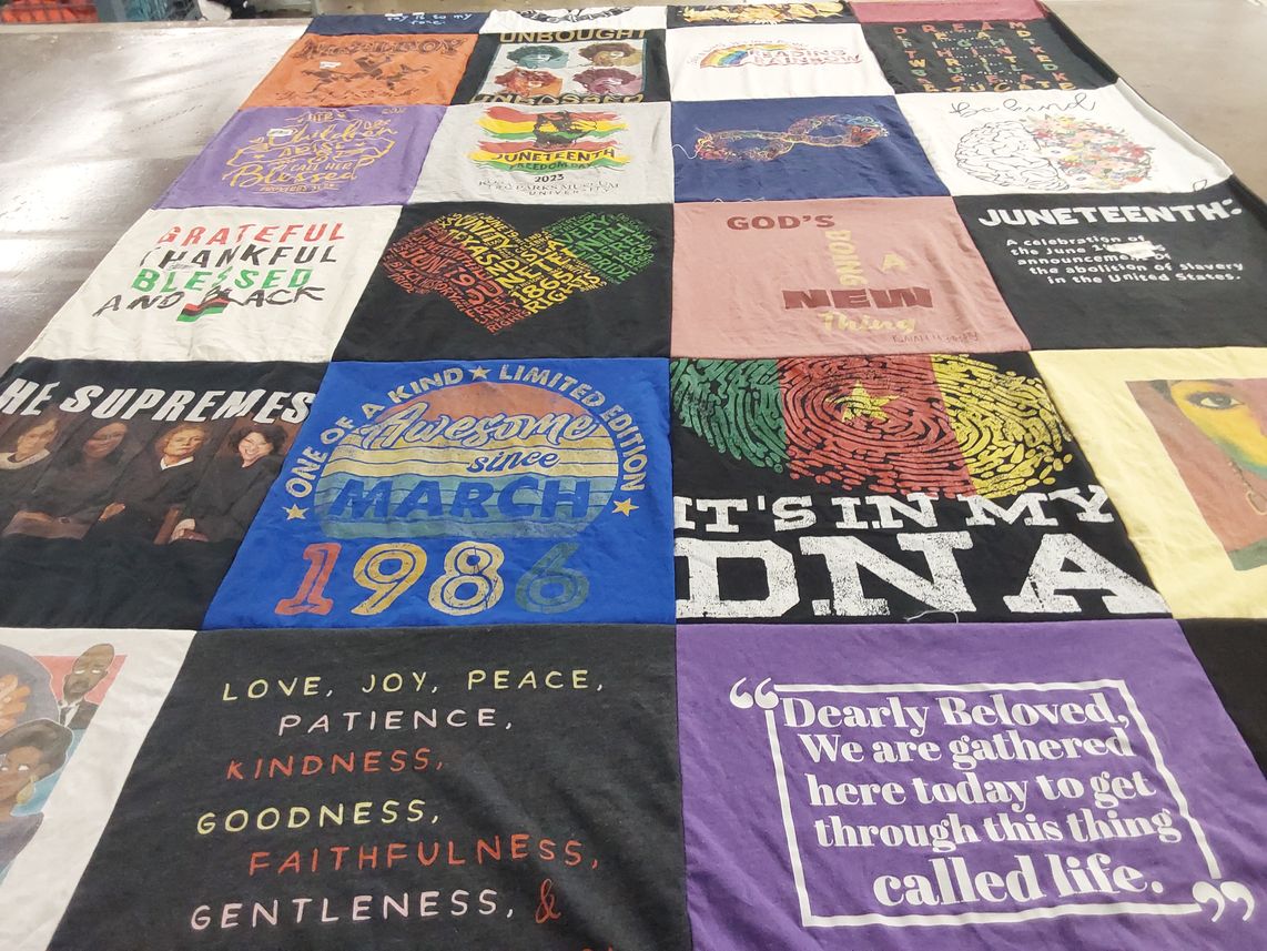 T-shirt quilt with civil rights, african american culture themes by Donna from TN