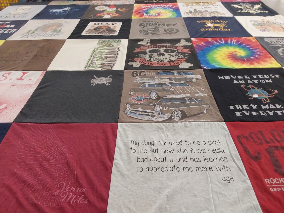 T-shirt quilt from rocky mountain college by Jennifer from CO