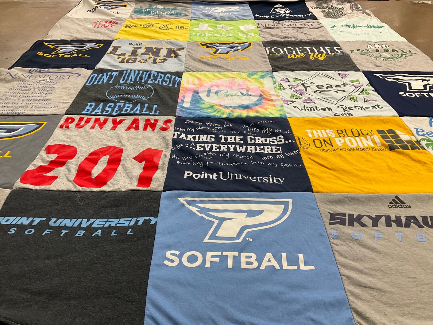 T-shirt quilt featuring point university softball, point university baseball by Morgan from GA