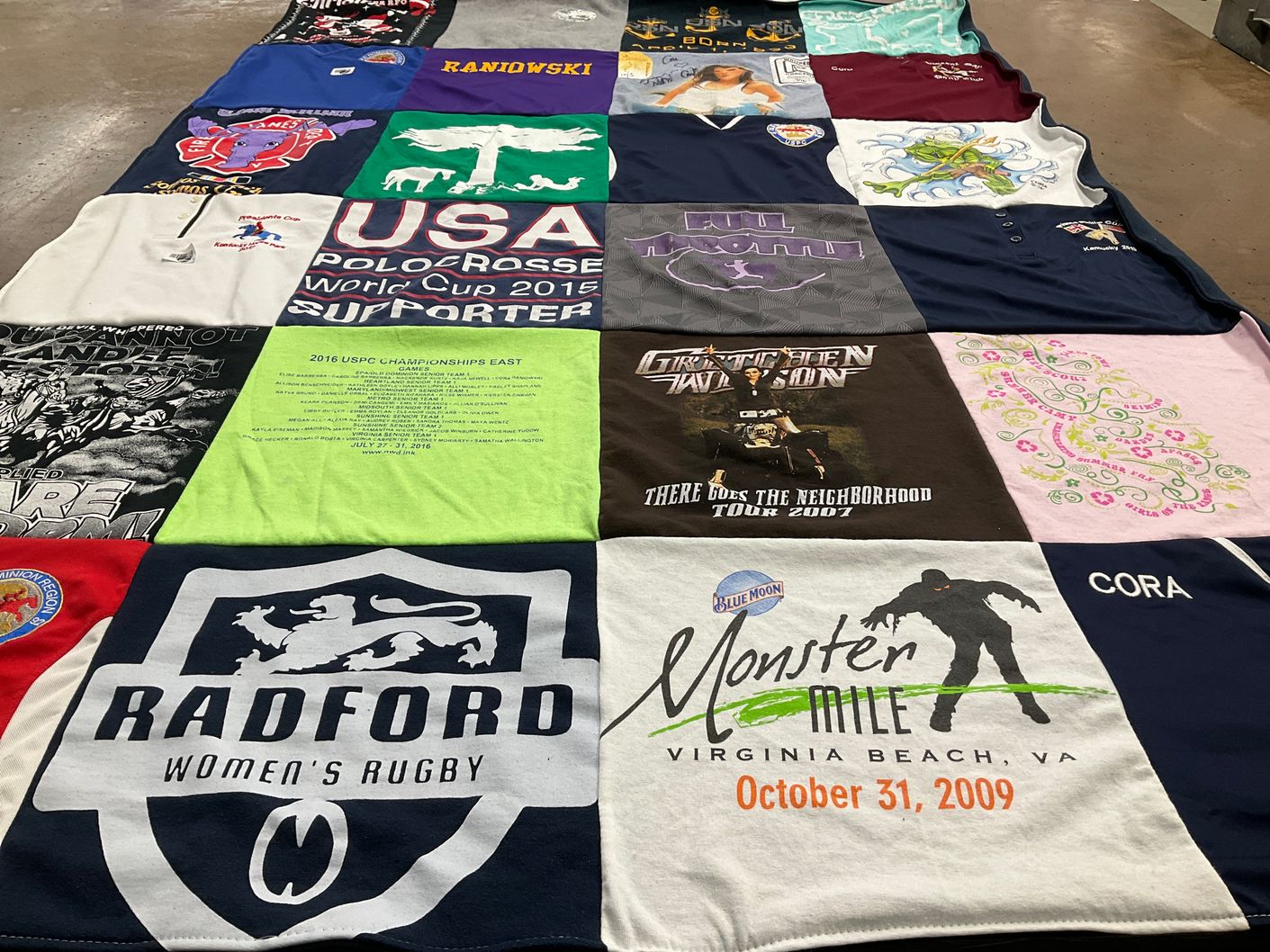 T-shirt quilt featuring radford women's rugby by Ann from VA