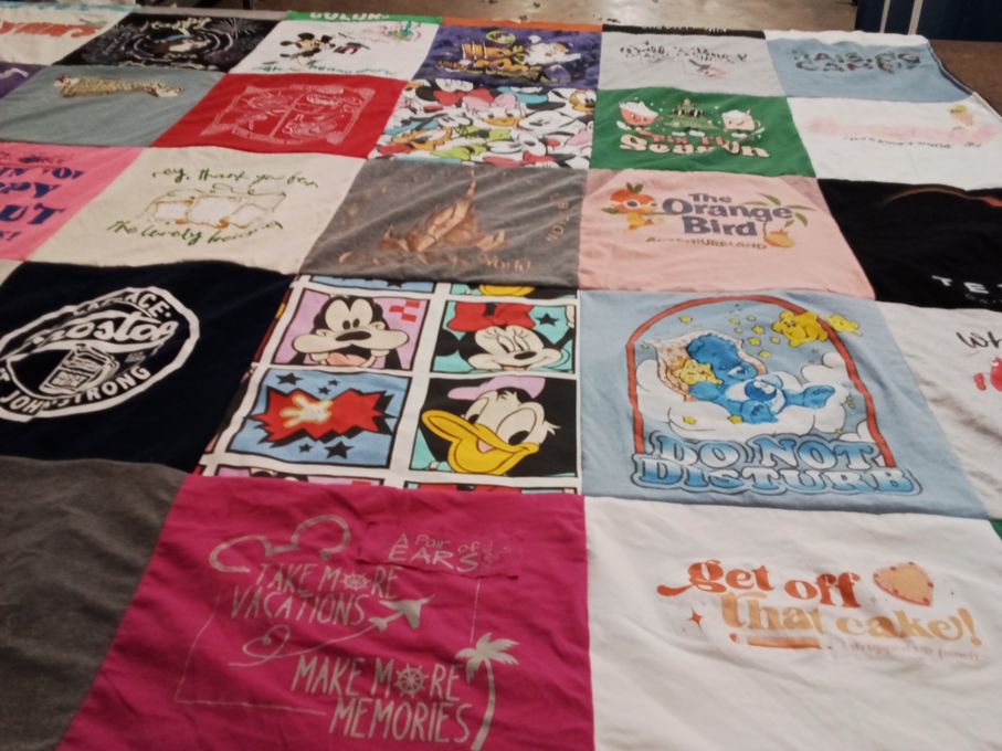T-shirt quilt with disney, cartoons themes by Lauryn from FL
