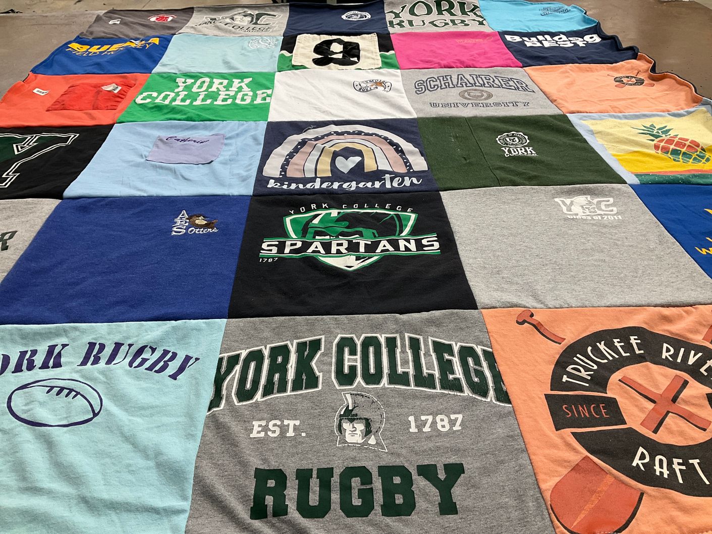 T-shirt quilt featuring york college rugby, york college spartans by Catherine from MS