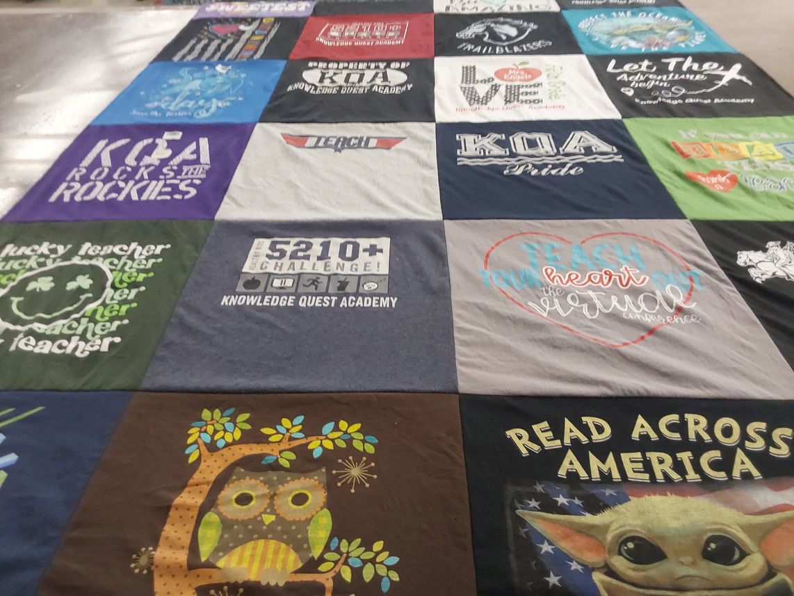 T-shirt quilt from knowledge quest academy by Jennifer from CO