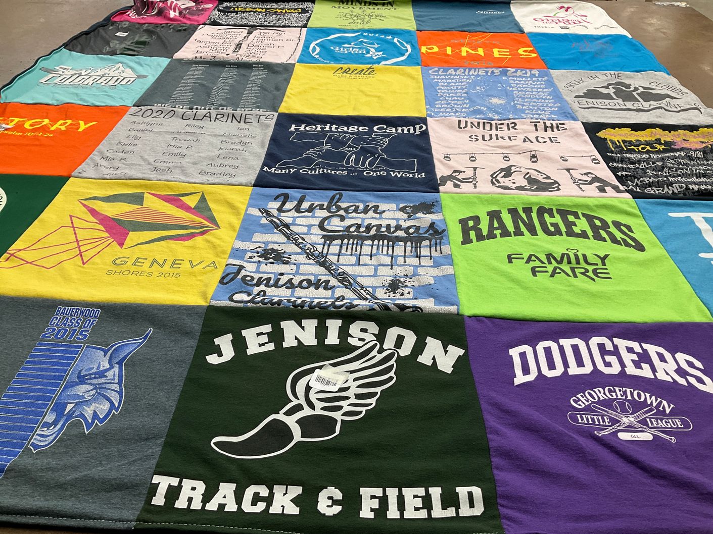 T-shirt quilt featuring jenison track and field, dodgers by Kim from MI