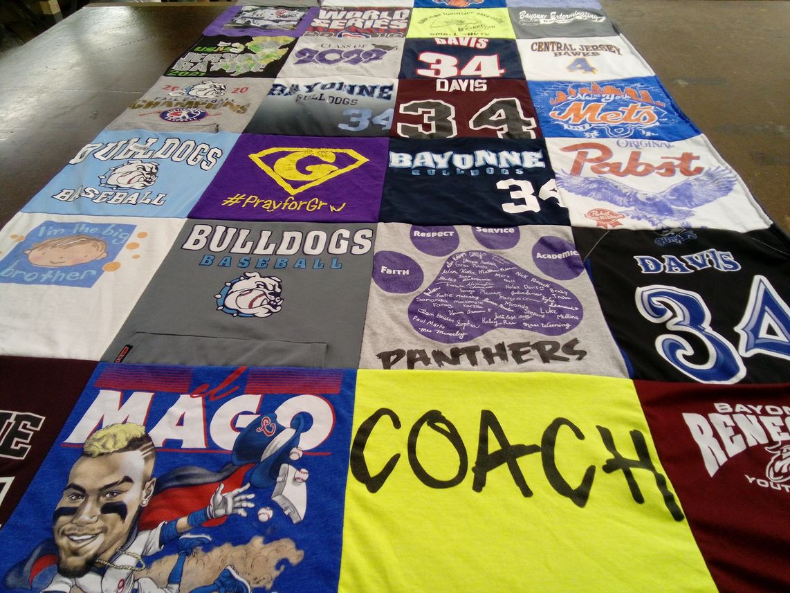 T-shirt quilt featuring bayonne bulldogs by Angela from NJ