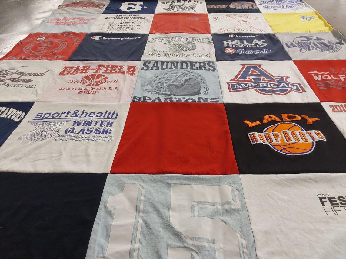 T-shirt quilt from gar-field high school, american university by Kelly from VA