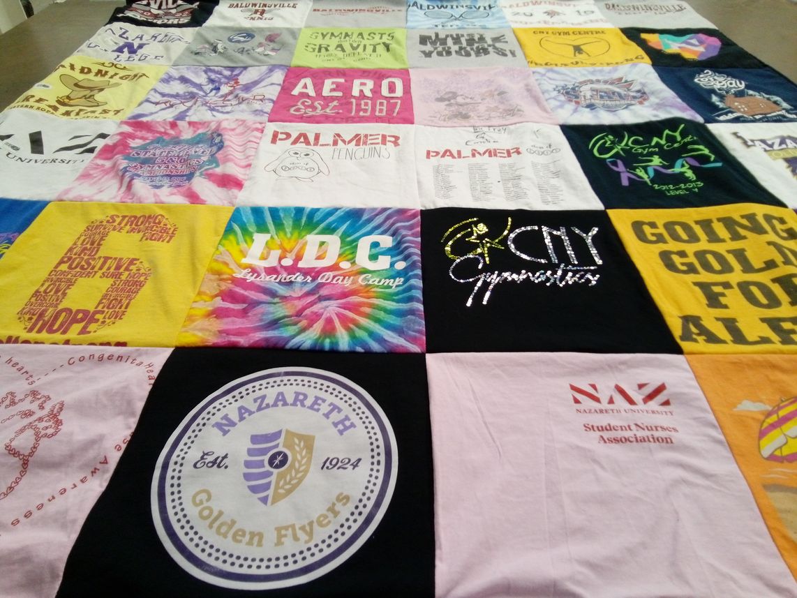 T-shirt quilt featuring nazareth university golden flyers by Dawn from NY