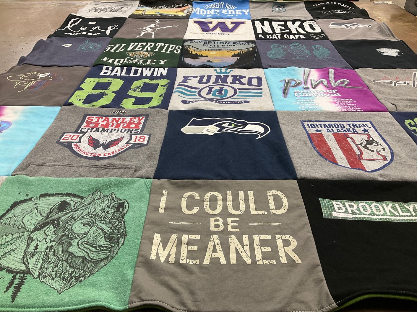 T-shirt quilt featuring washington capitals, seattle seahawks by Tina  from WA