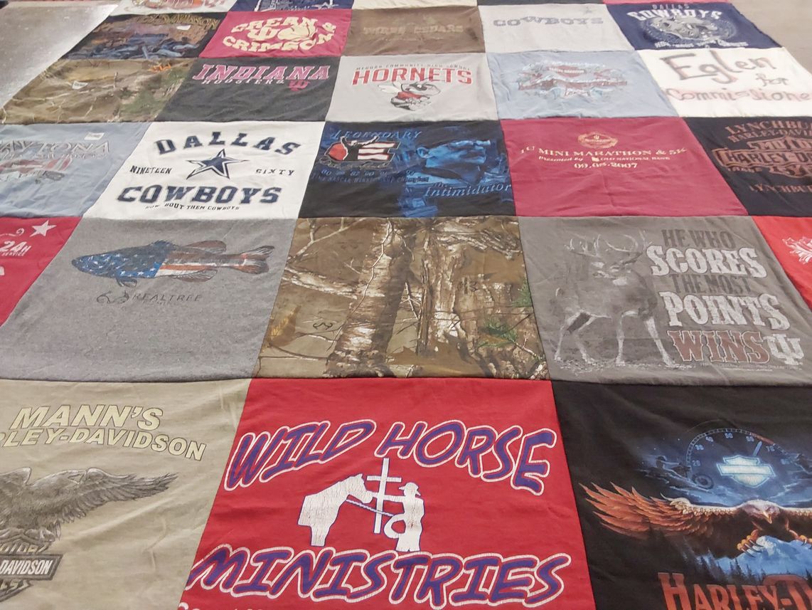 T-shirt quilt featuring dallas cowboys, indiana hornets by Lora from IN