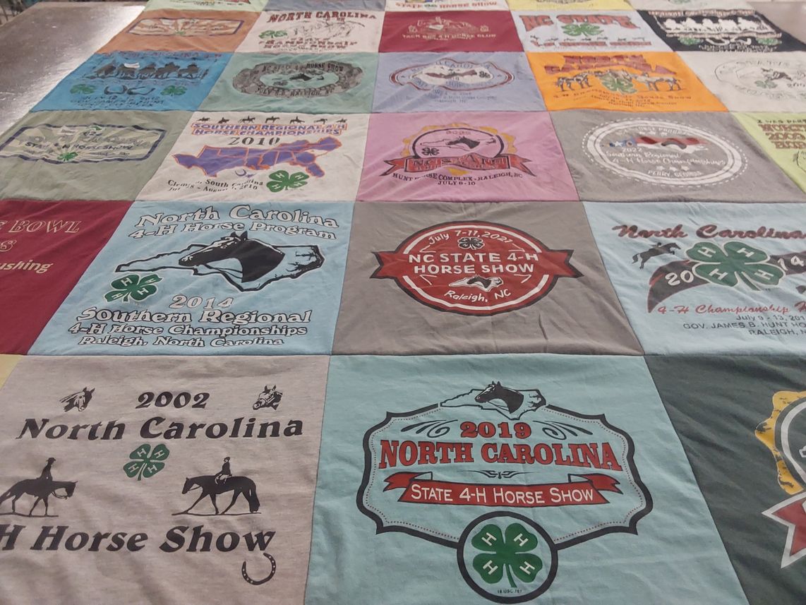 T-shirt quilt with horse riding, agriculture themes by Connie from NC