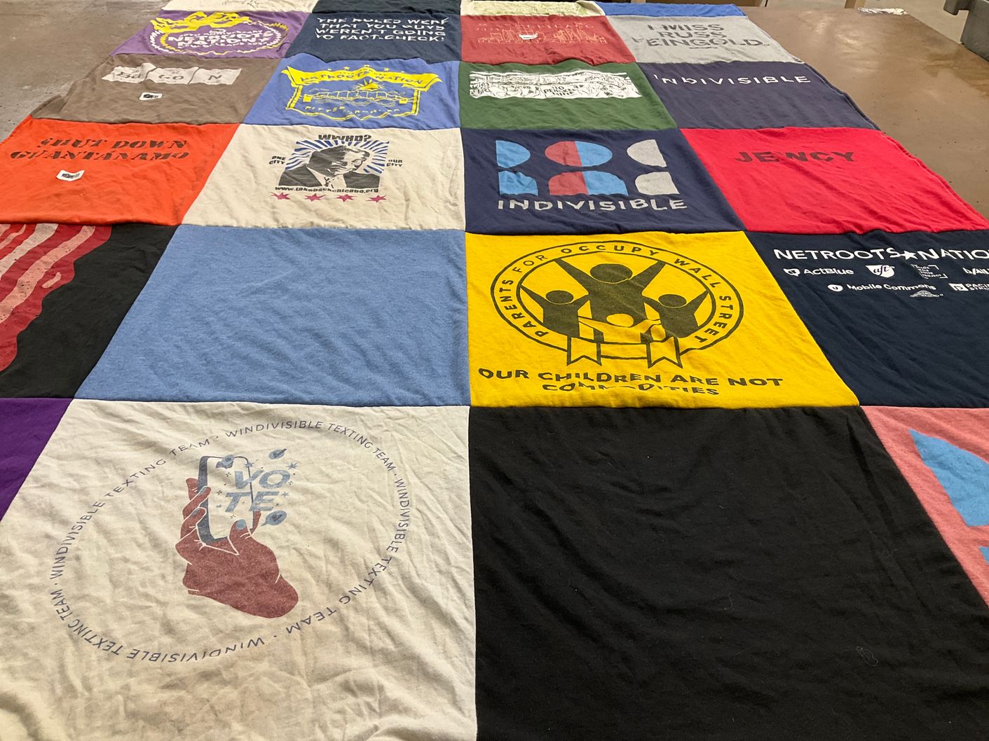 T-shirt quilt with activism, politics themes by Jesse from PA