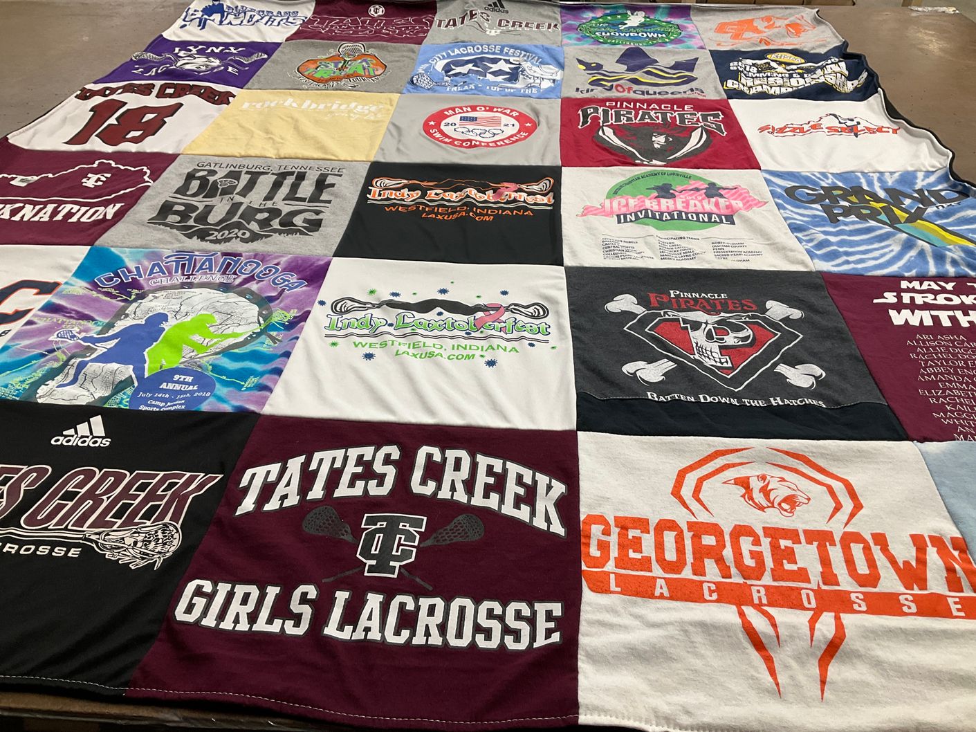 T-shirt quilt featuring pinnacle pirates, georgetown lacrosse by Robert from KY