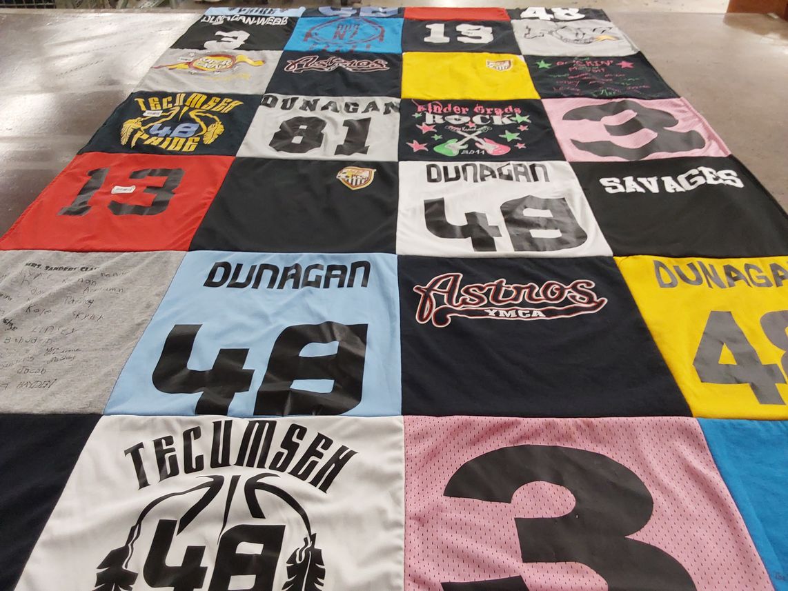 T-shirt quilt from tecumseh high school by Mary from OK