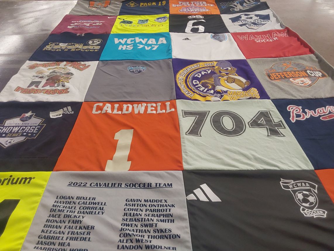T-shirt quilt featuring cavalier soccer team by Jennifer from NC