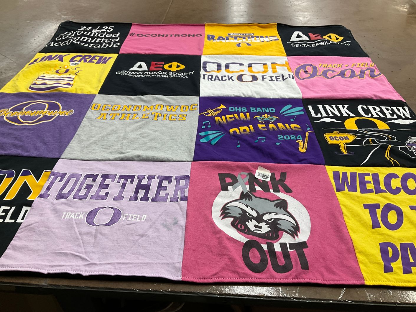 T-shirt quilt from oconowoc high school by Angela from WI