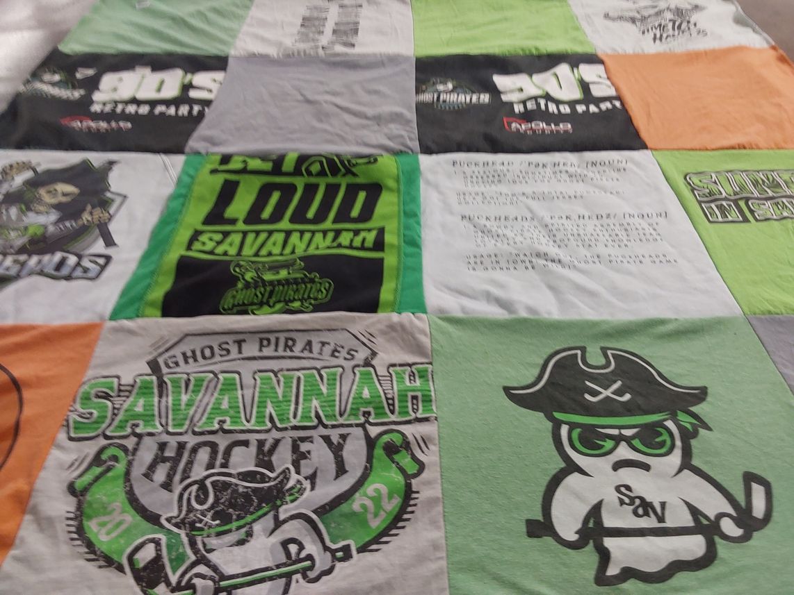 T-shirt quilt featuring savannah ghost pirates hockey by Tonya from GA