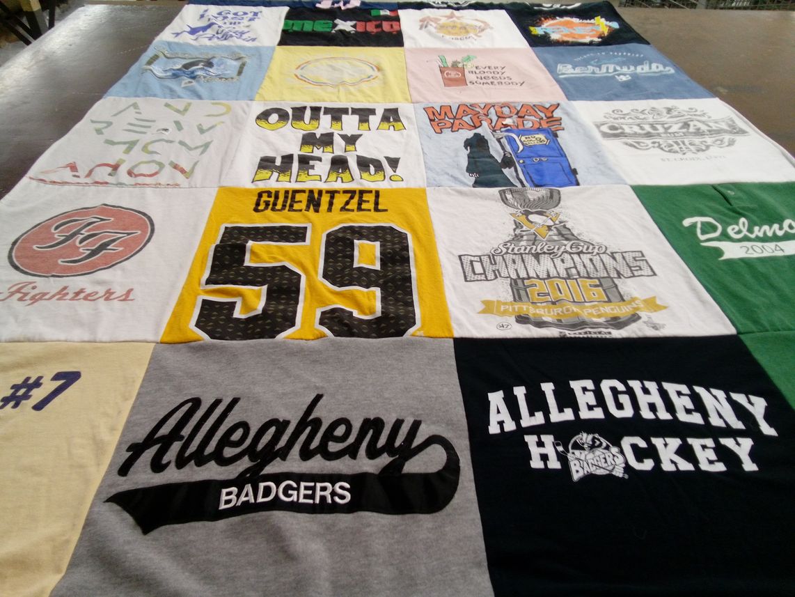 T-shirt quilt featuring allegheny badgers by Michael from PA