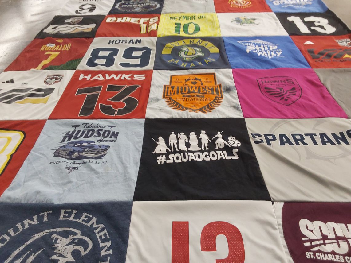 T-shirt quilt featuring hawks soccer team by Michael from MO