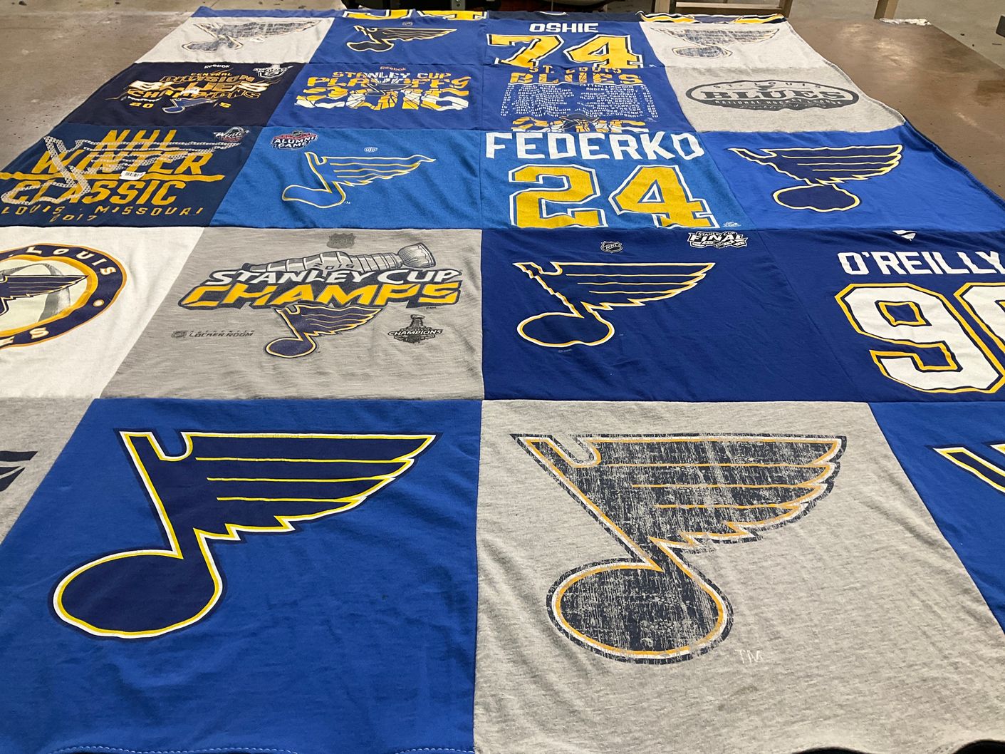 T-shirt quilt featuring st louis blues by Bruce from MO