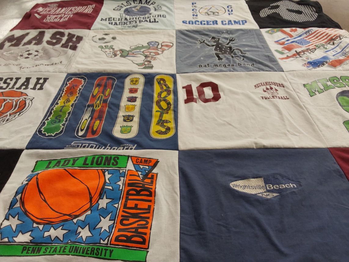 T-shirt quilt featuring lady lions, mechanicsburg volleyball by Sarah from NC