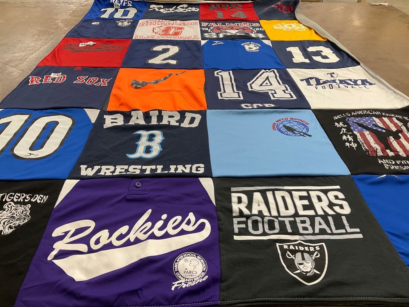 T-shirt quilt featuring raiders football, grizzlies by karina from CA