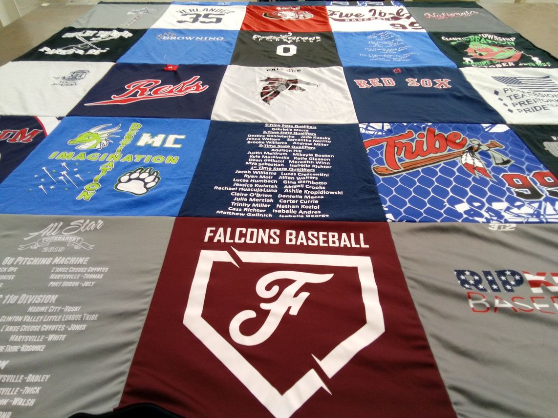 T-shirt quilt featuring clinton valley little league tribe by Nicole from MI
