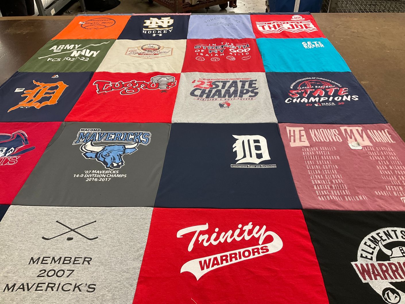 T-shirt quilt featuring macomb mavericks by Nicole from MI