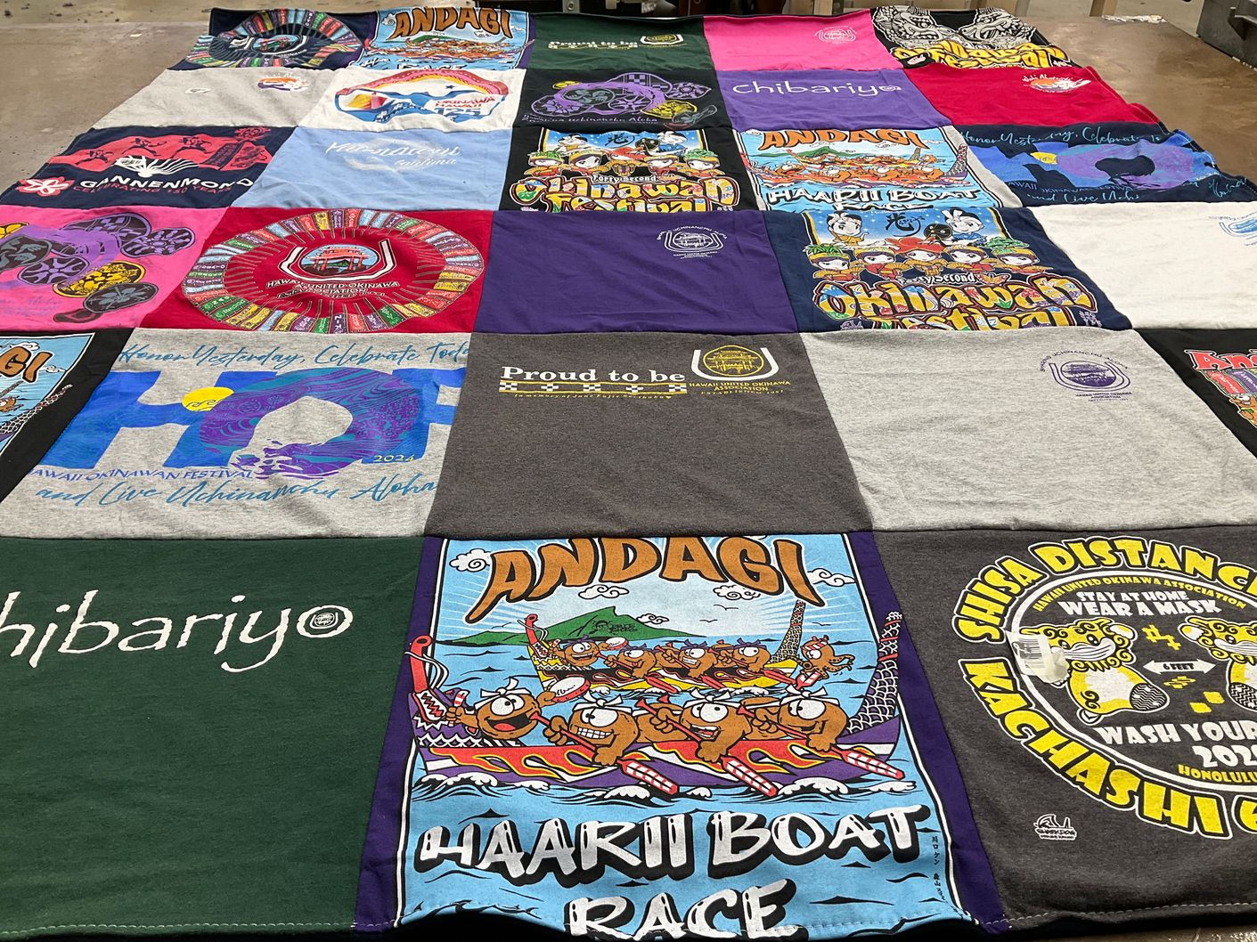 T-shirt quilt with hawaiian culture, festivals themes by Terry from HI