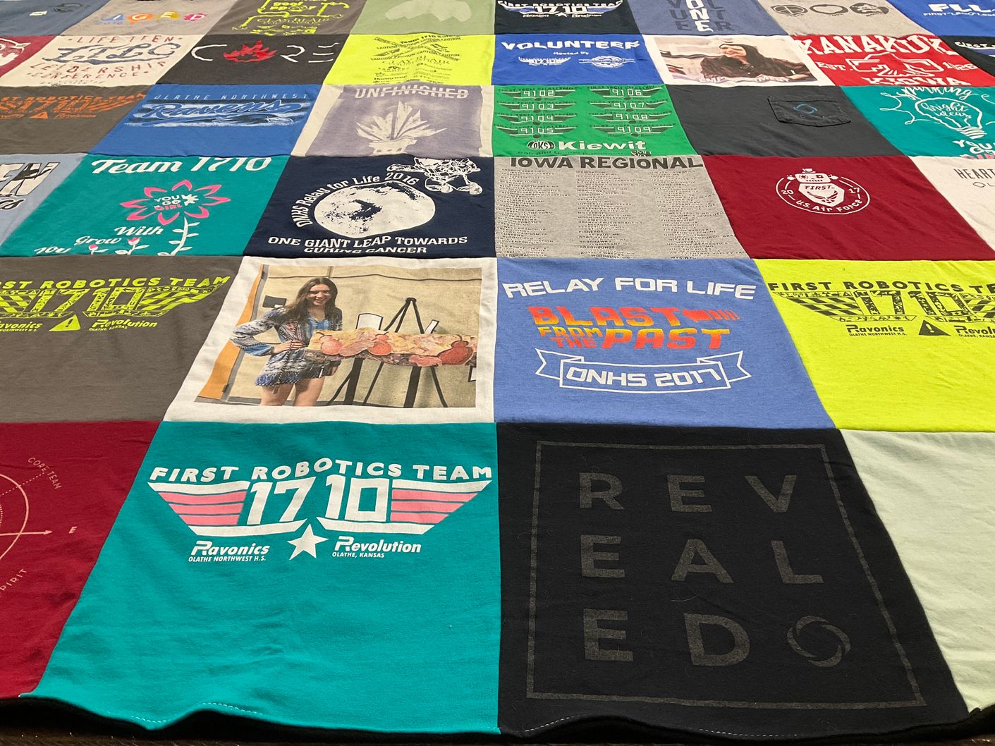 T-shirt quilt featuring first robotics team 1710 by Annette from KS