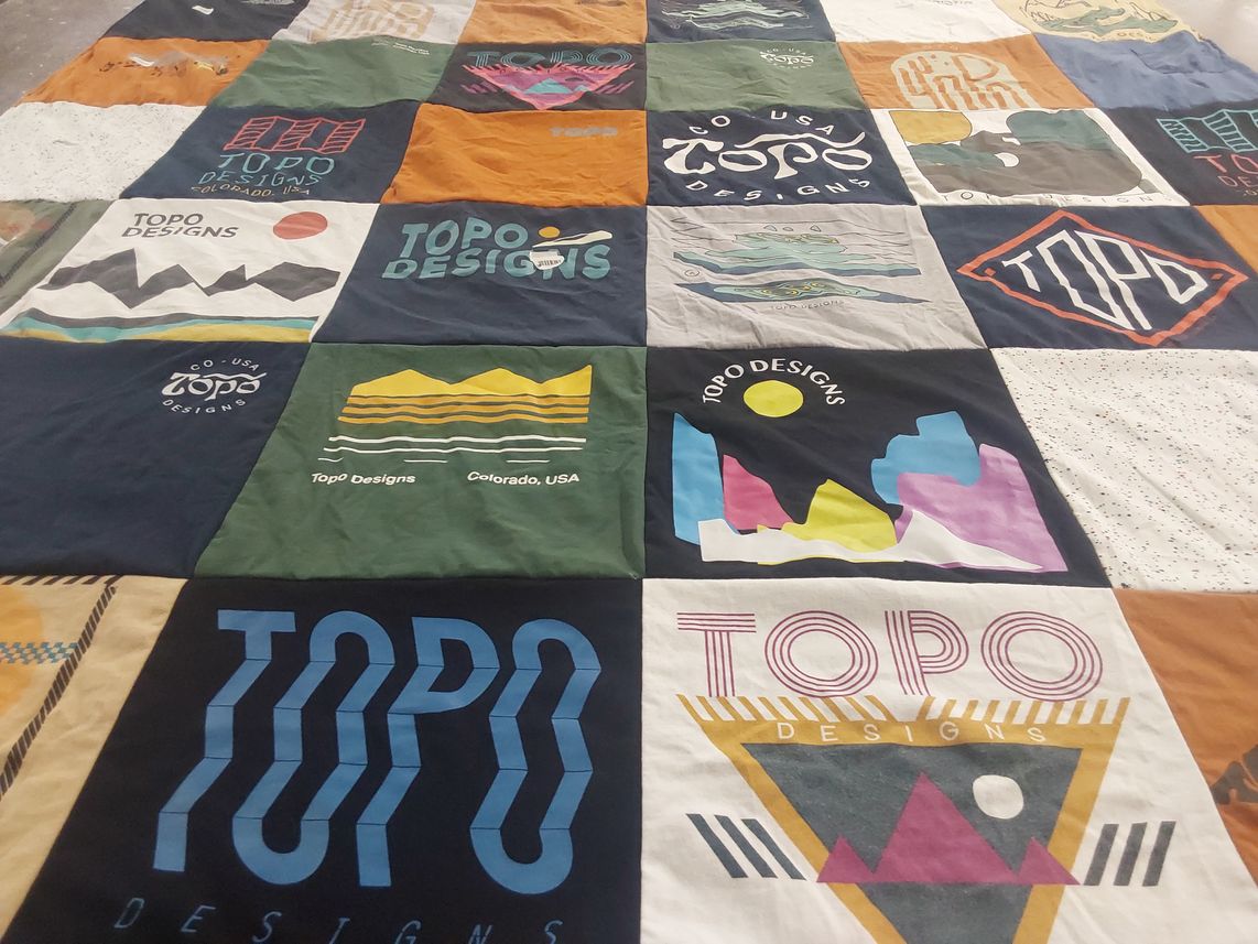 T-shirt quilt with outdoor activities, adventure themes by Hillary from WA
