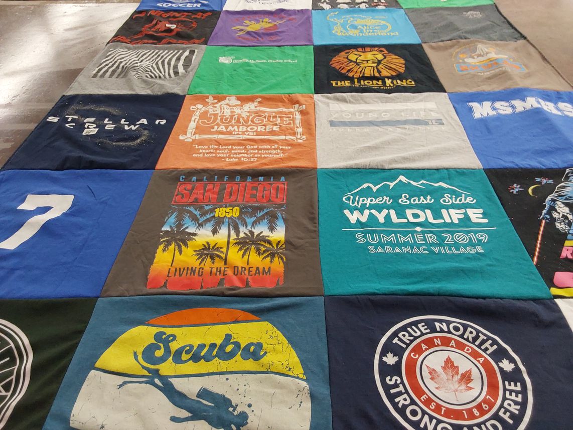 T-shirt quilt with wildlife, scuba diving themes by Amanda from CT