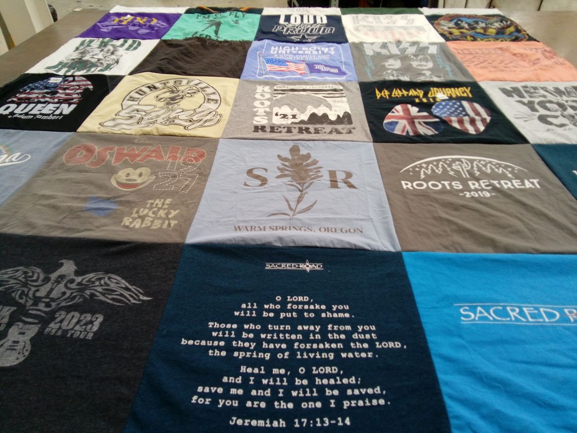 T-shirt quilt with music, retreats themes by Kyle from AL