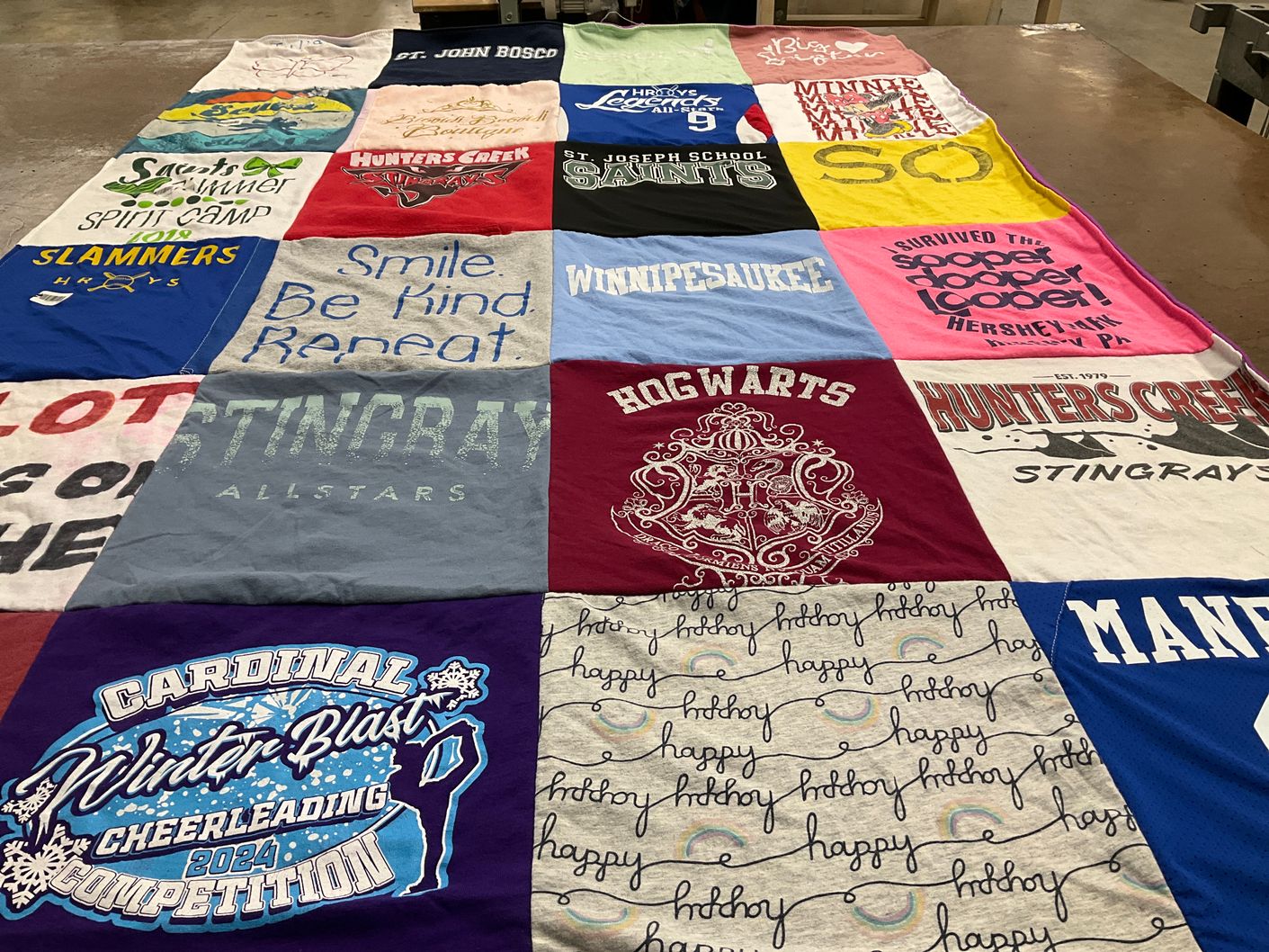 T-shirt quilt from saint joseph school, hunters creek stingrays by Carolyn from VA