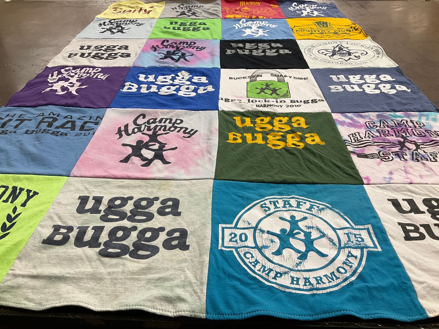 T-shirt quilt with camping, outdoor activities themes by Allison from NJ