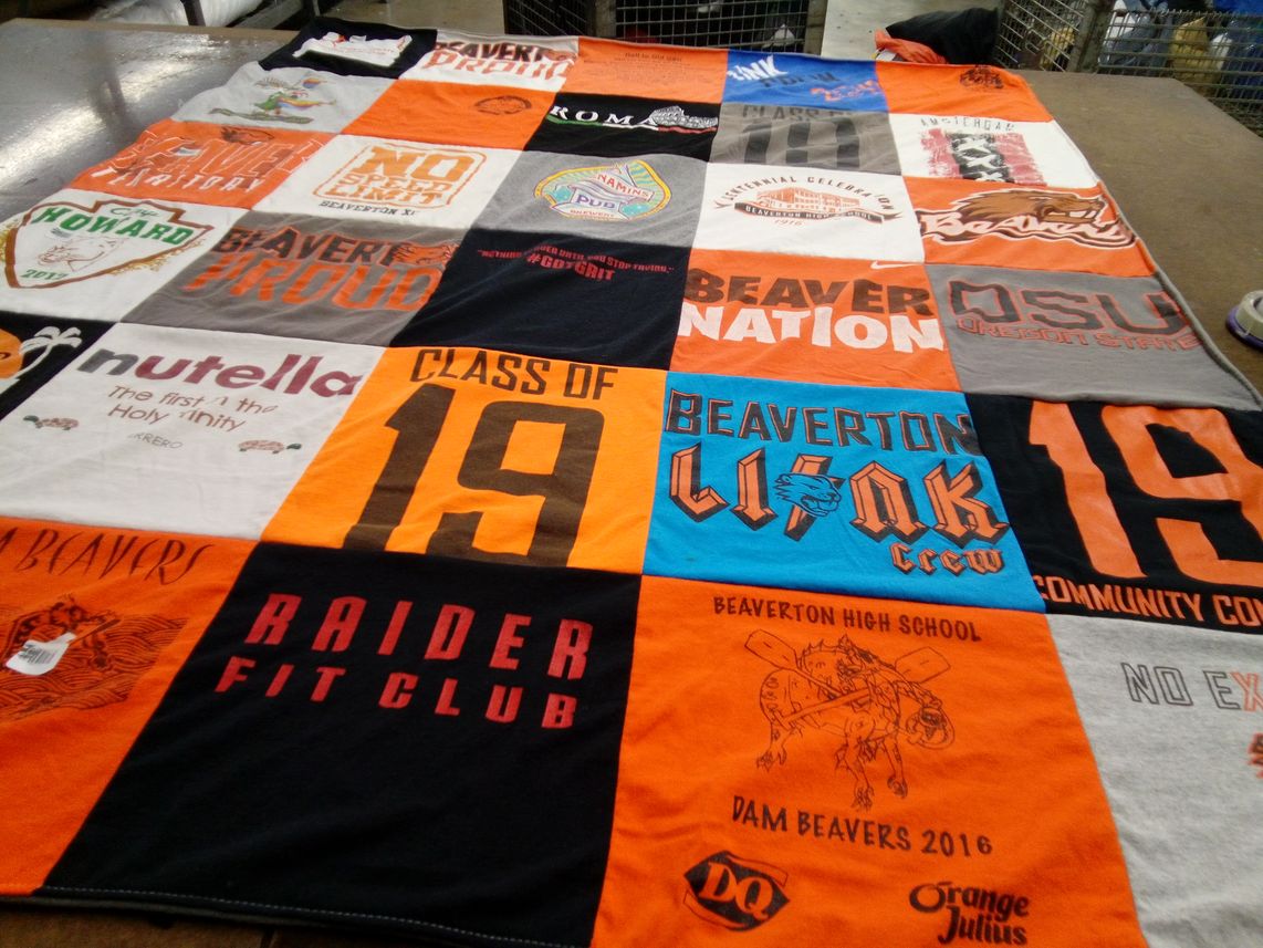 T-shirt quilt from beaverton high school, oregon state university by MARY from OR