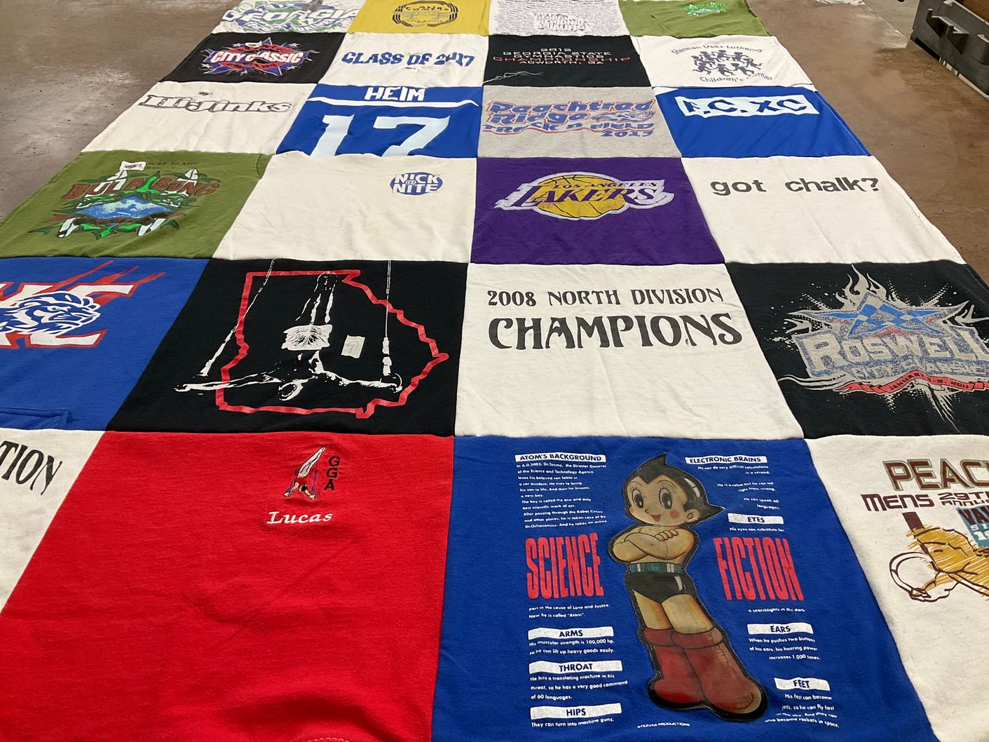 T-shirt quilt from roswell high school by Waka from GA
