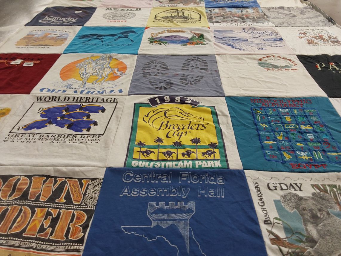 T-shirt quilt with travel, nature themes by Amy from FL