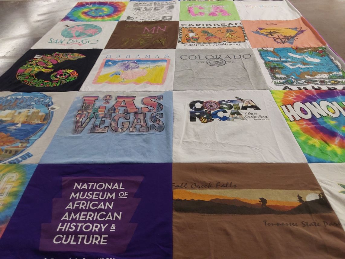 T-shirt quilt with travel, history themes by Cheryl from TN