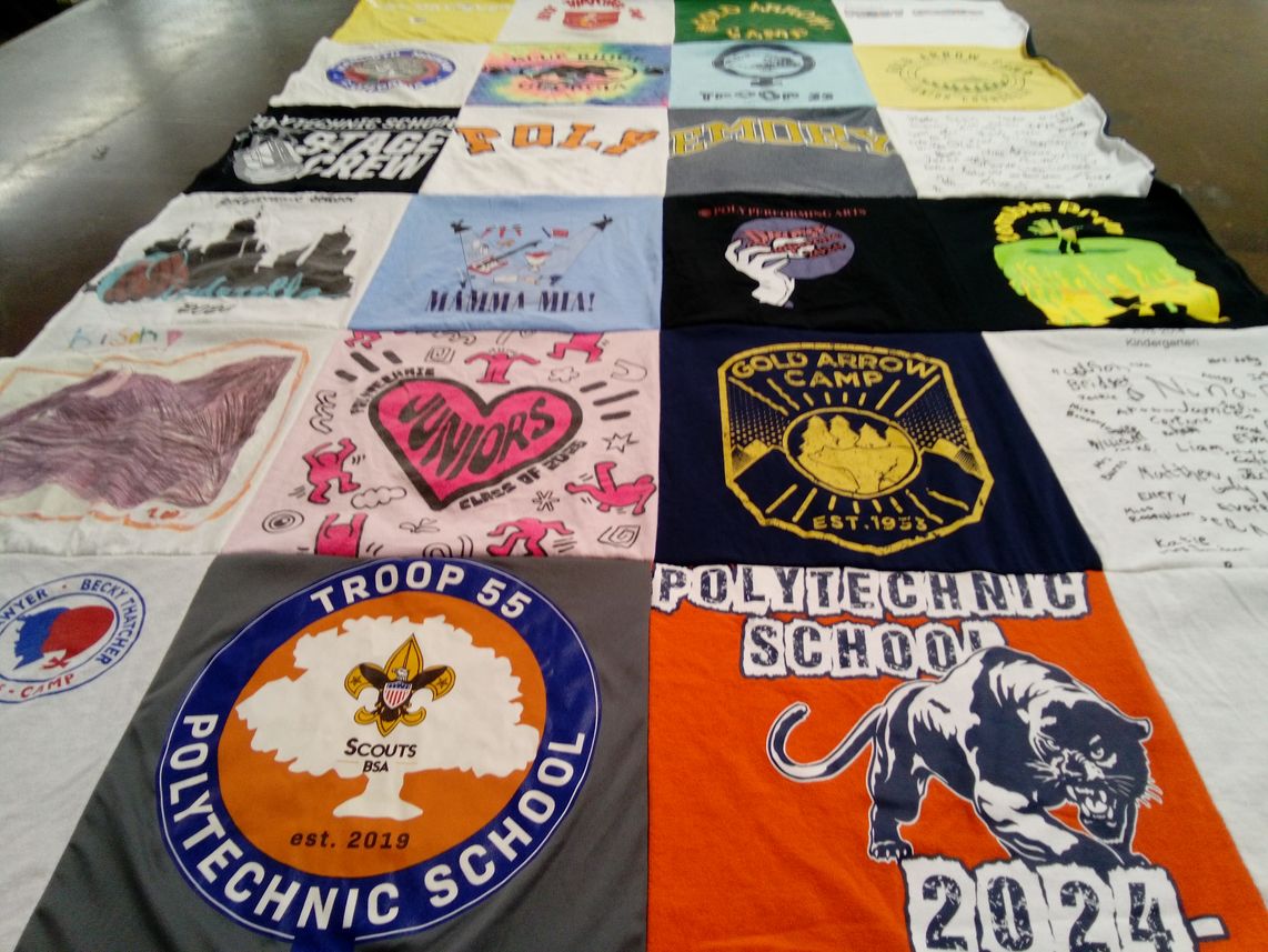T-shirt quilt from polytechnic school by Kim from CA