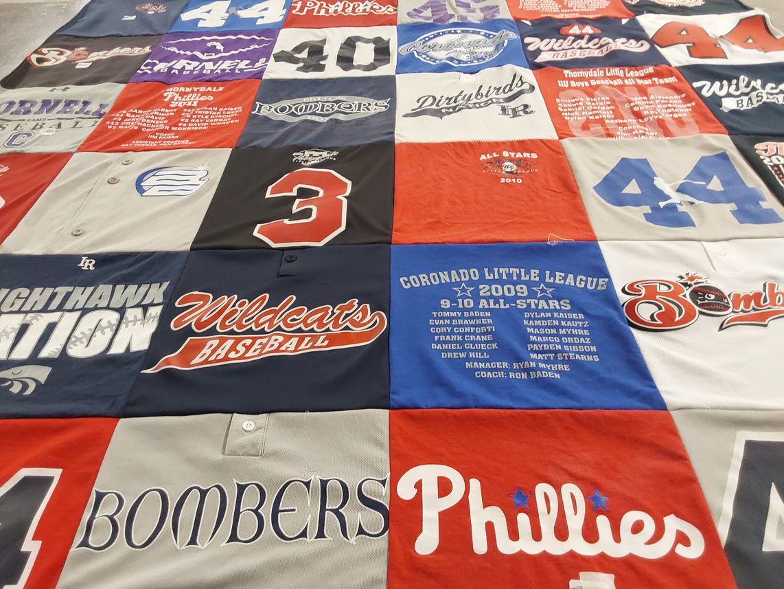 T-shirt quilt featuring coronado little league, wildcats baseball by Joleen from AZ