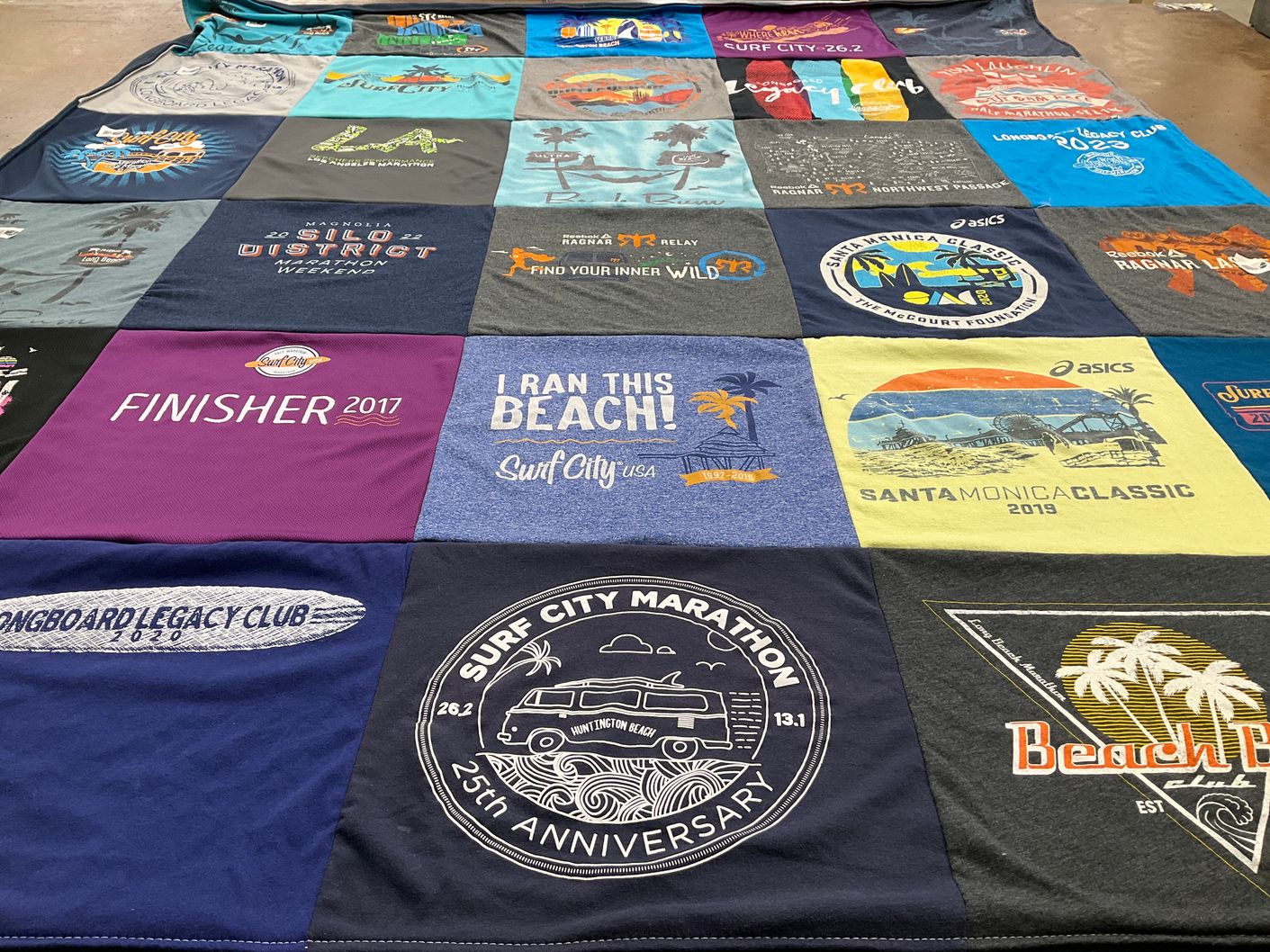 T-shirt quilt with running, marathons themes by Kristie from CA