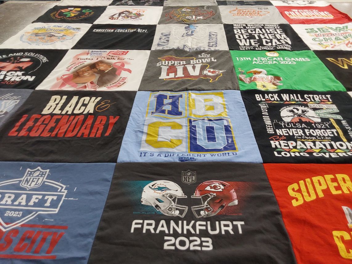 T-shirt quilt featuring miami dolphins, kansas city chiefs by Lisa from MO
